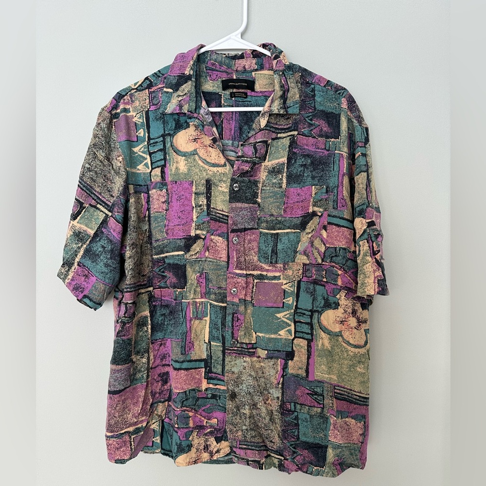 Vintage Vibe, Urban Outfitters Colorful Geometric Men's Shirt, Large